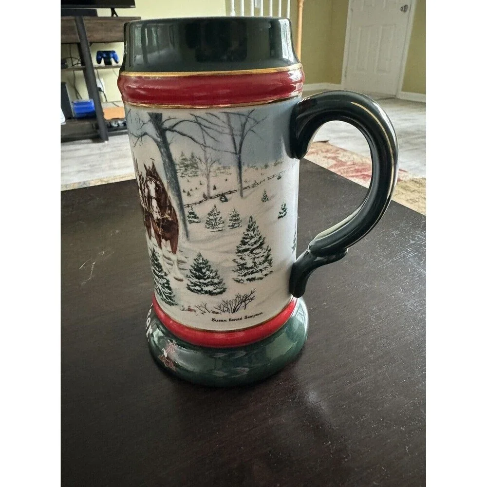 1991 Budweiser Holiday Beer Stein Mug 